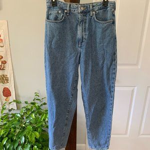 &Denim loose mom jeans ultra high waist ankle length